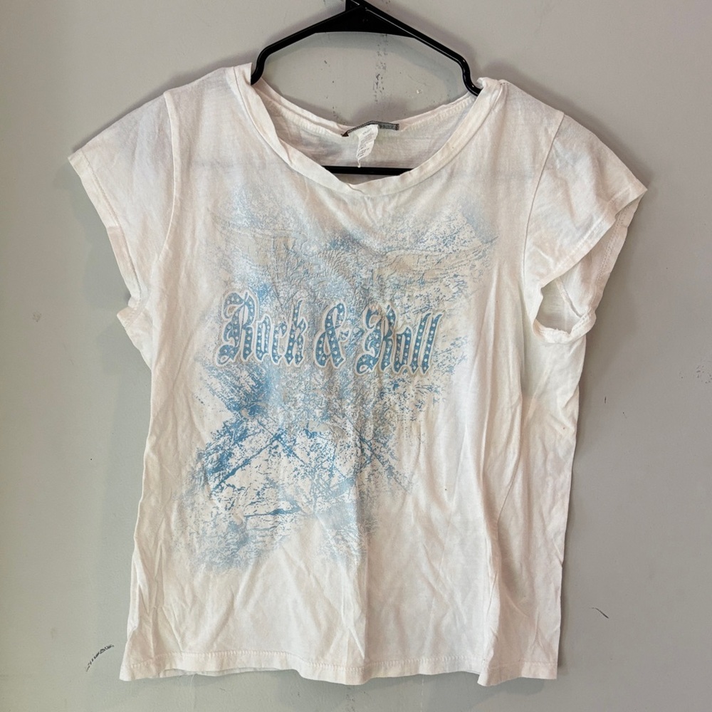 White and Blue Graphic Tee